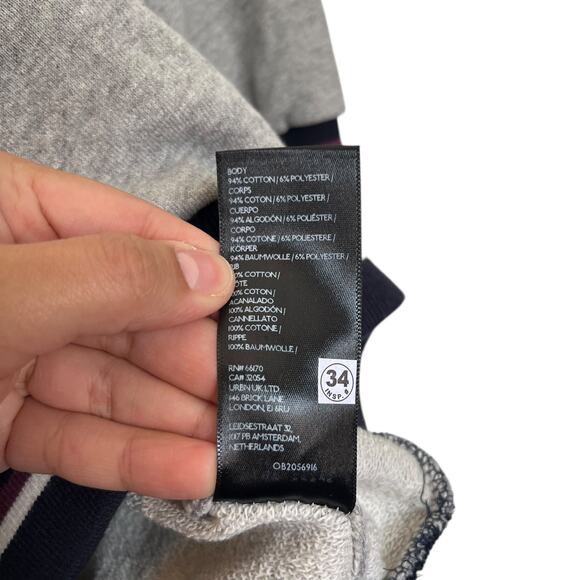 NWT Anthropologie Pilcro Crewneck Niki Bubble Sweatshirt Grey Varsity Ribbed Hem - Picture 10 of 10